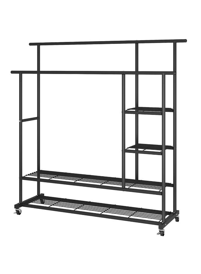 DubaiGallery Stylish Garment Rack with Storage Shelves, Strong Metal Clothes Rail with Wheels, Multi-Level Wardrobe Organizer for Home, Boutique, Retail Display - Image 2